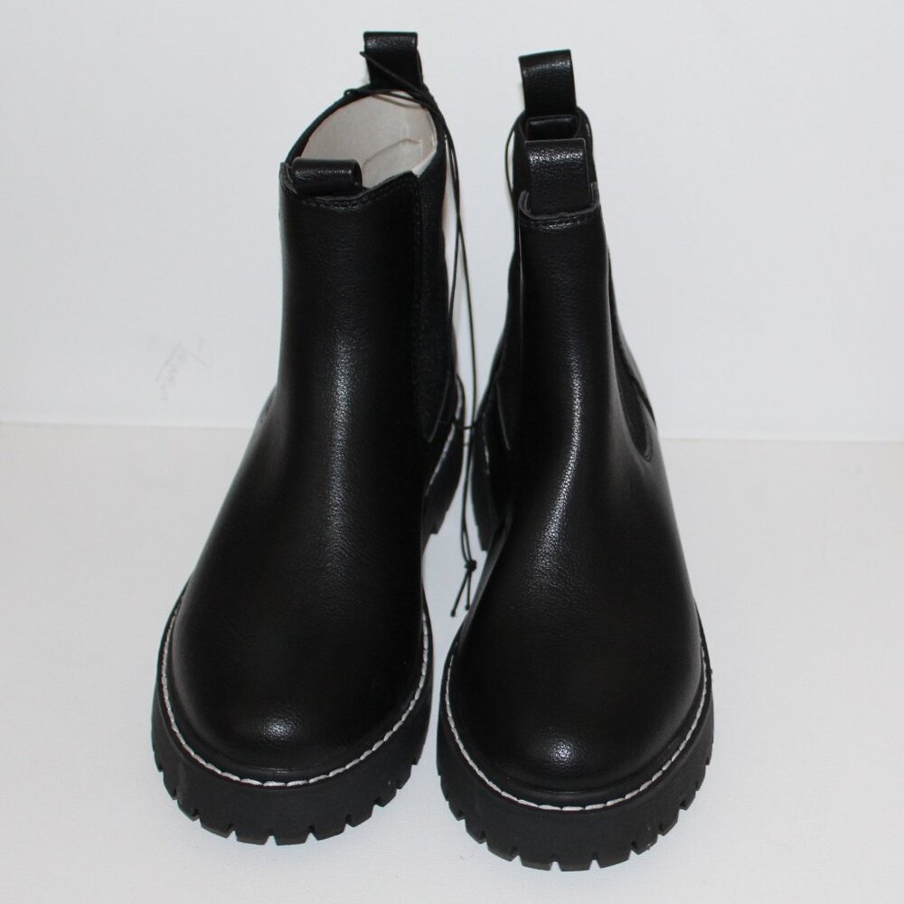 DV by Dolce Vita Black Faux Leather Ankle Booties | Chunky Block Heel | Size 6